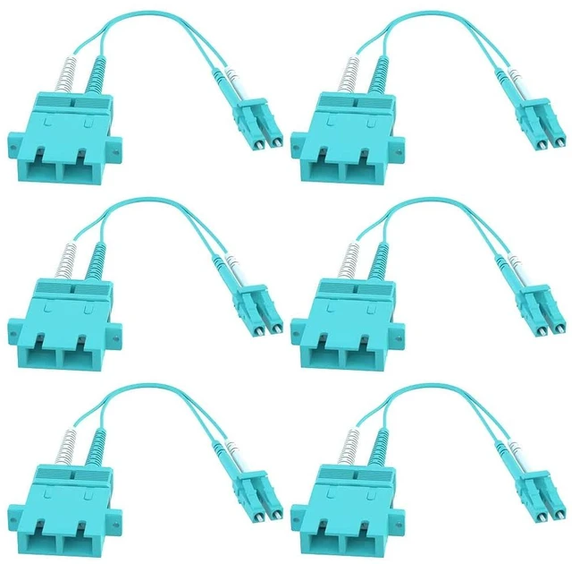 Main image of SC Female to LC Male 40GB 50/125 OM4 Multimode Duplex Hybrid Adapter Converter Dongle (6-Pack)