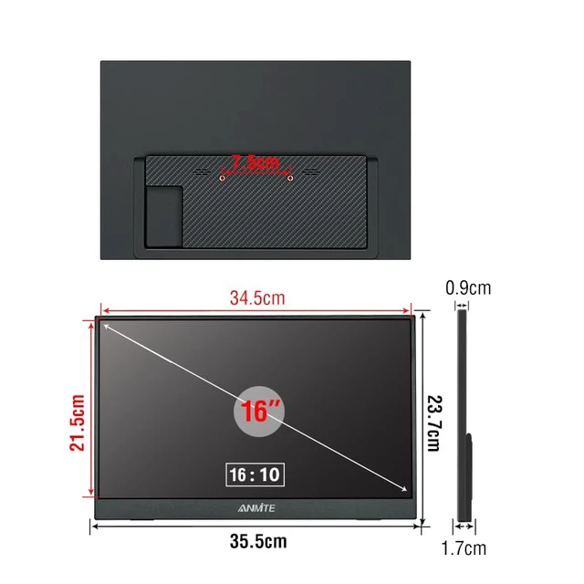 Alt view image 4 of 7 - 16" Portable Monitor for Laptop Computer Gaming Display Metal Enclosure Mobile Display