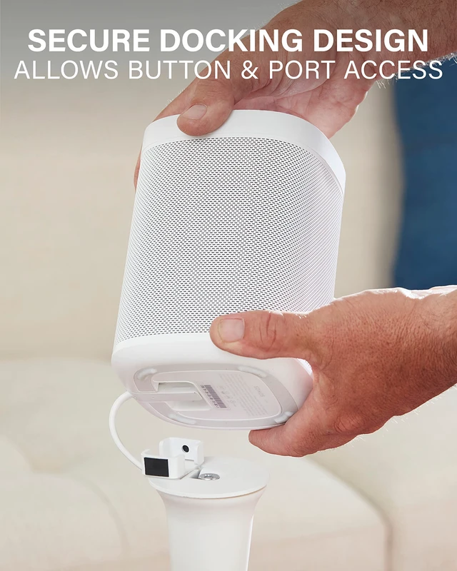 Alt view image 5 of 7 - Speaker Stand for Sonos One, One SL & Play:1 - Premium Fixed Height Speaker Stands w/Built-in Cable Channels & Easy 3-Step Install White, Single