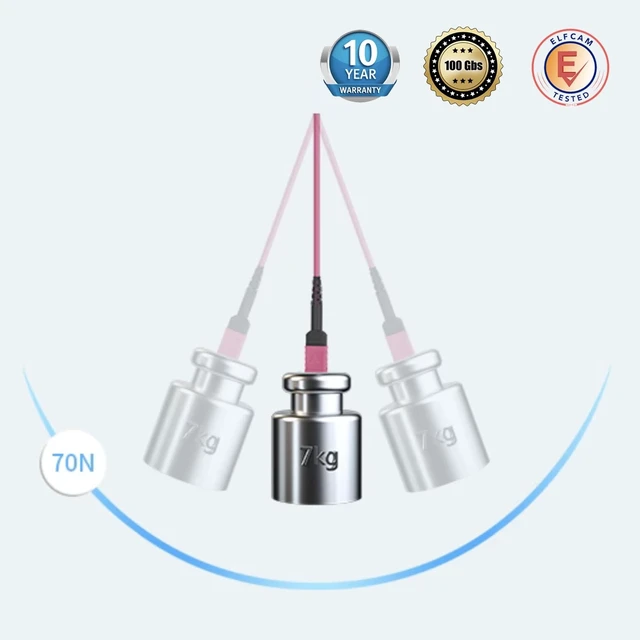 Alt view image 6 of 7 - ® - 25m/82ft Fiber Optic Cable MPO Female to MPO Female, 12 Fibres Multimode OM4, Type B, Purple (25m, 12 Fibers)