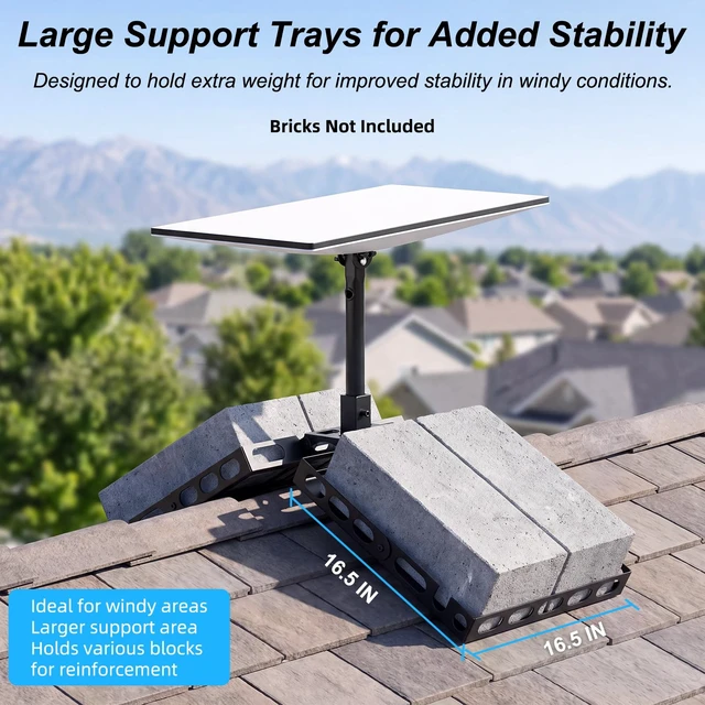 Alt view image 5 of 7 - Starlink Mount for Standard 4/4X/Gen 3, No Drilling Required Adjustable Starlink Ridgeline Mount, Heavy Duty Bracket, Water Drainage Design, For Sloped or Flat Surfaces