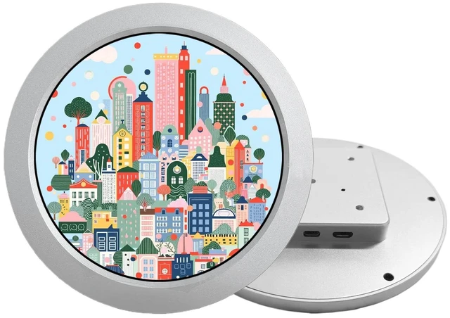 Alt view image 3 of 6 - 4'' Round LCD Display Monitor 720x720 Resolution,Silver Shell with Mini H/D Inputs for DIY Projects,Digital Photo Frame,Dashboard Display