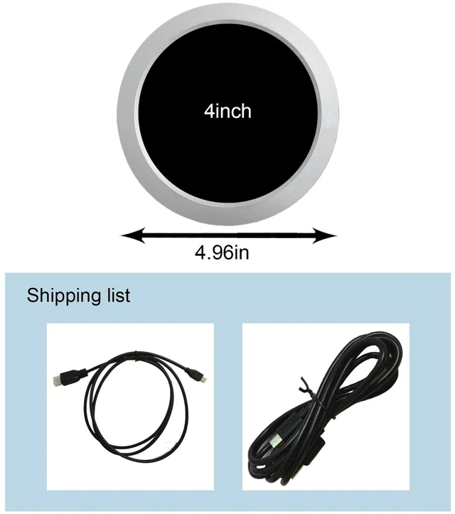 Alt view image 6 of 6 - 4'' Round LCD Display Monitor 720x720 Resolution,Silver Shell with Mini H/D Inputs for DIY Projects,Digital Photo Frame,Dashboard Display