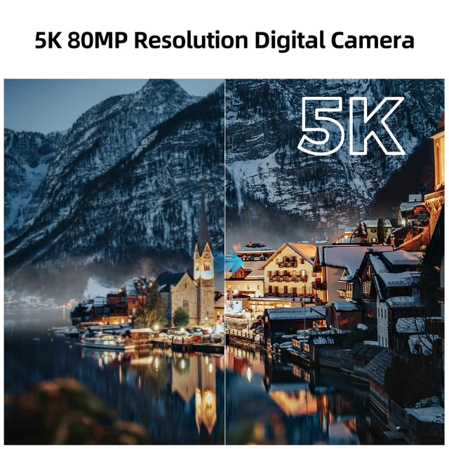 Alt view image 2 of 7 - 5K Camera with 80MP Autofocus, 270° Flip Screen Vlogging Camera for YouTube, 18X Zoom Video Camera for Travel Beginners, Include 2 Batteries & Lens Hood
