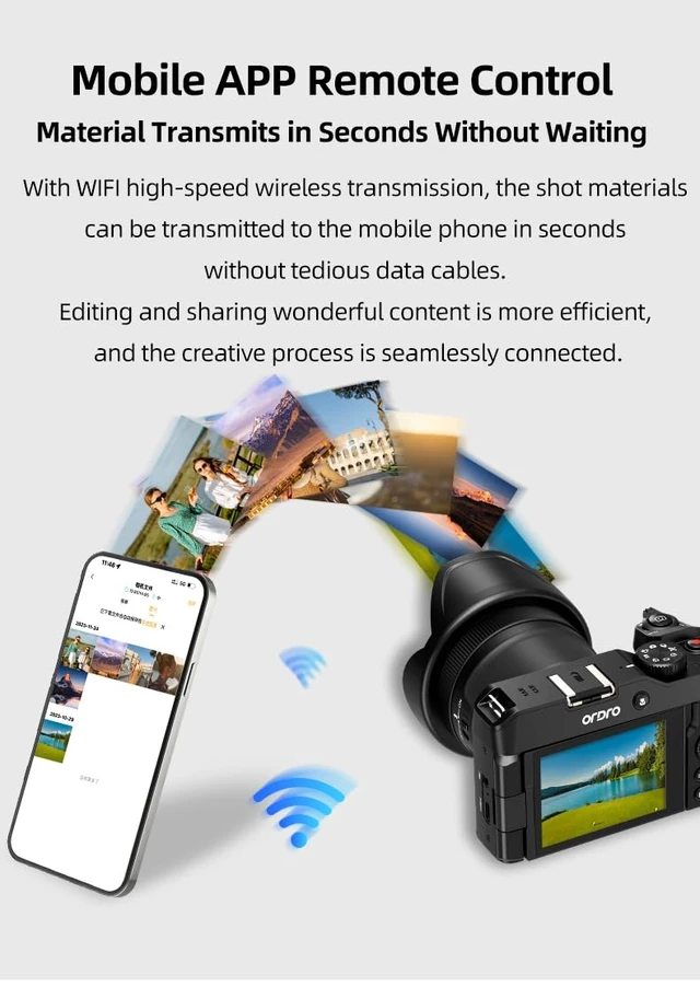 Alt view image 4 of 7 - 5K Camera with 80MP Autofocus, 270° Flip Screen Vlogging Camera for YouTube, 18X Zoom Video Camera for Travel Beginners, Include 2 Batteries & Lens Hood