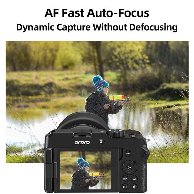 Alt view image 3 of 7 - 5K Camera with 80MP Autofocus, 270° Flip Screen Vlogging Camera for YouTube, 18X Zoom Video Camera for Travel Beginners, Include 2 Batteries & Lens Hood