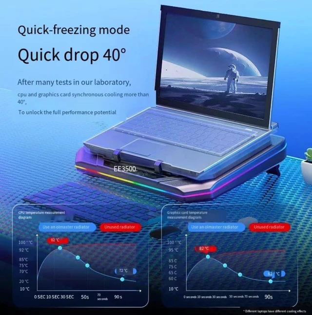 Alt view image 2 of 7 - Cooling Pad for Dell Alienware 16/16X Aurora M16 X16 R1 R2 16 Area-51 16 inch Gaming Laptop, Cooler with Powerful Turbo Cooling Fan, Variable Speed,6 RGB Light Mode,Touch Startv,LCD Screen