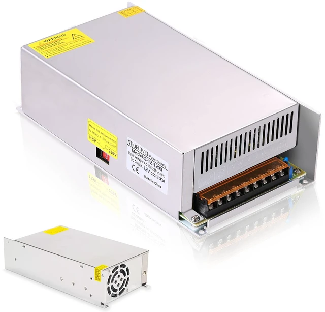 Main image of DC 12V 100A 1200W Power Supply Adapter 110V AC to 12V DC Converter 100A 1200W Switching Power Supply Transformer for 12V Motor Pump CCTV Security Camera Car Stereo 3D Printer