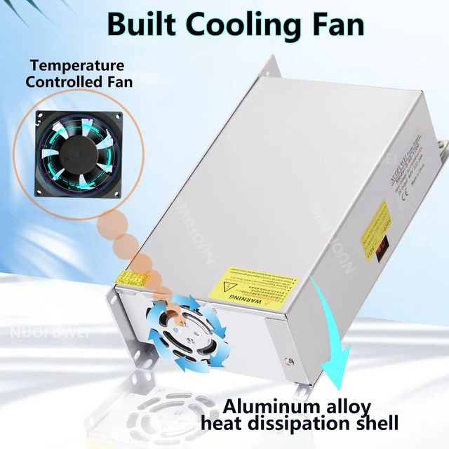Alt view image 2 of 6 - DC 12V 100A 1200W Power Supply Adapter 110V AC to 12V DC Converter 100A 1200W Switching Power Supply Transformer for 12V Motor Pump CCTV Security Camera Car Stereo 3D Printer