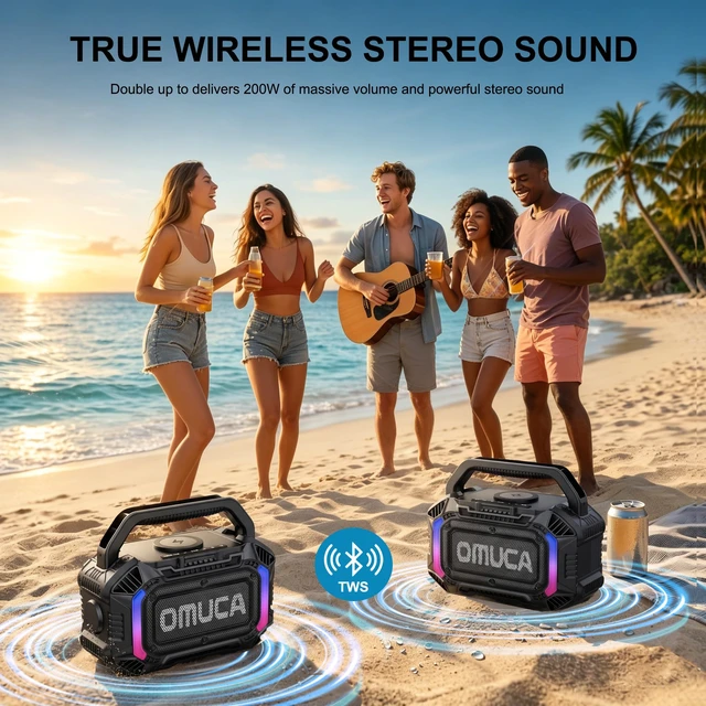 Alt view image 6 of 7 - Speakers Bluetooth Wireless, 100W Portable Bluetooth Speaker with Bass, IPX7 Waterproof & Floatable, 20H Playtime, RGB Light, Loud Speakers with TWS for Work, Outdoor, Garage(L-Black)