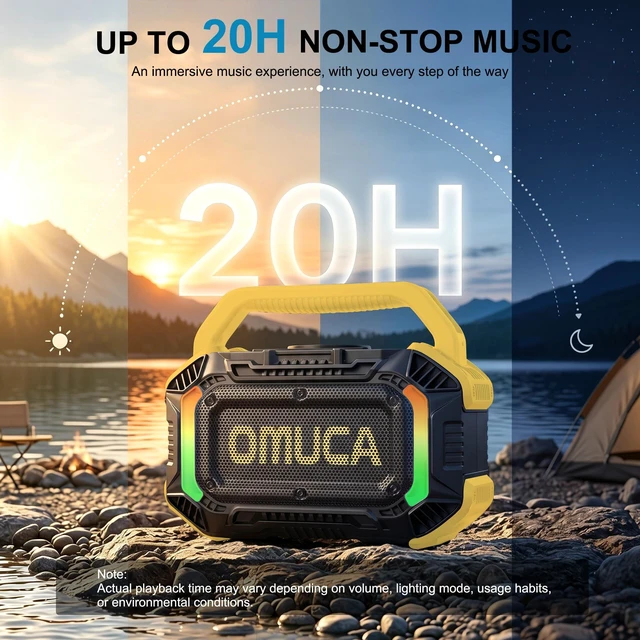 Alt view image 5 of 7 - Speakers Bluetooth Wireless, 100W Portable Bluetooth Speaker with Bass, IPX7 Waterproof & Floatable, 20H Playtime, RGB Light, Loud Speakers with TWS for Work, Outdoor, Garage(L-Yellow)