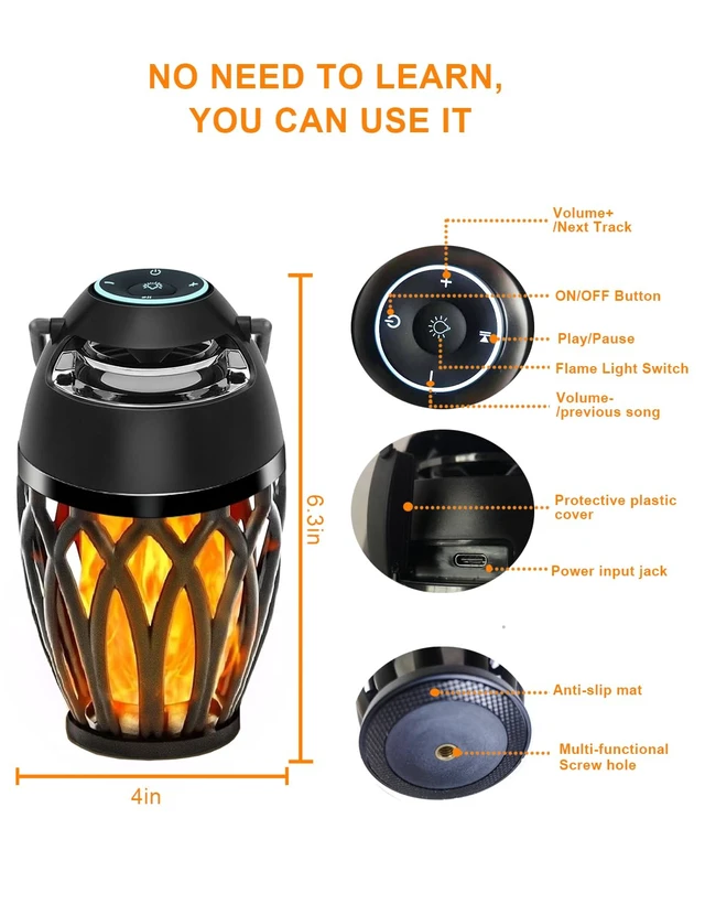 Alt view image 2 of 7 - Upgraded Outdoor Bluetooth Speakers, Portable Speaker Waterproof IPX6 with LED RGB Flame Lights, Gadget Gifts for Dad, Hd Stereo Sound, BT 5.3 Portable Wireless Speaker For patio Deals Party(2 Pack)