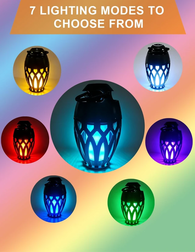 Alt view image 5 of 7 - Upgraded Outdoor Bluetooth Speakers, Portable Speaker Waterproof IPX6 with LED RGB Flame Lights, Gadget Gifts for Dad, Hd Stereo Sound, BT 5.3 Portable Wireless Speaker For patio Deals Party(2 Pack)