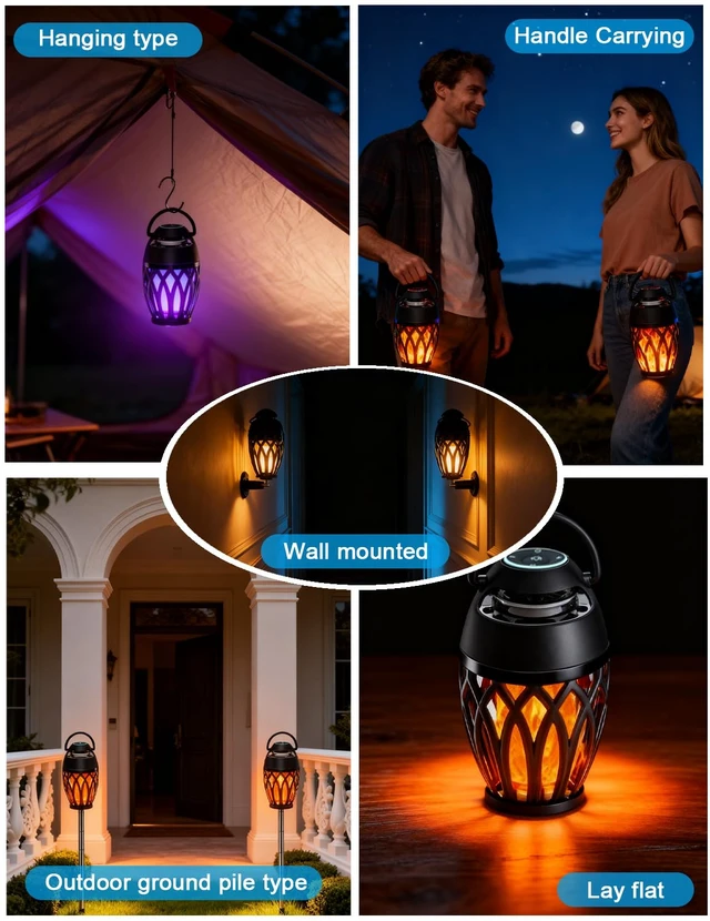 Alt view image 6 of 7 - Upgraded Outdoor Bluetooth Speakers, Portable Speaker Waterproof IPX6 with LED RGB Flame Lights, Gadget Gifts for Dad, Hd Stereo Sound, BT 5.3 Portable Wireless Speaker For patio Deals Party(2 Pack)