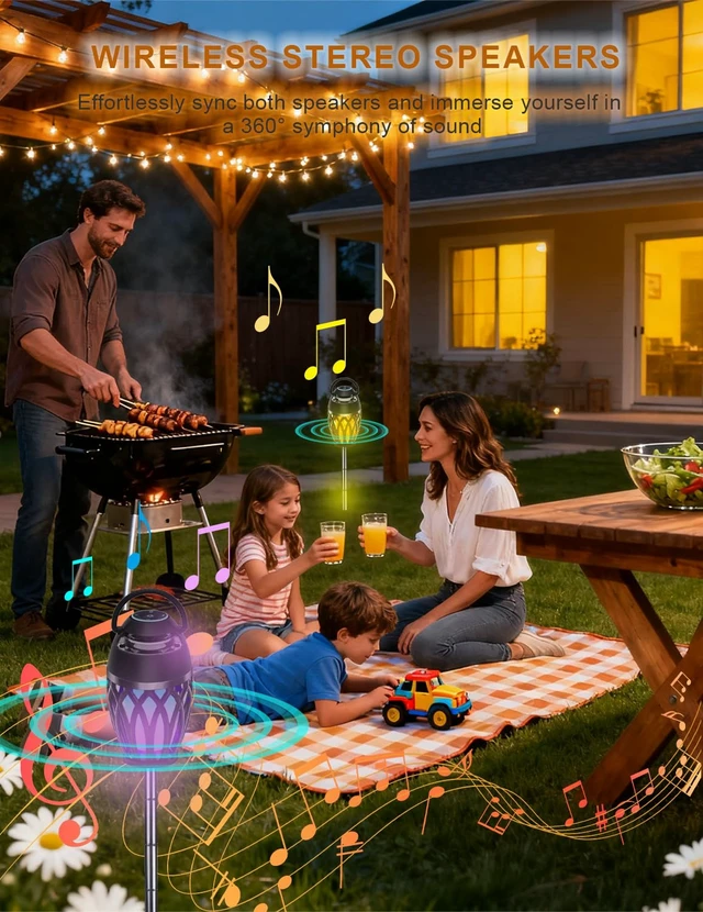 Alt view image 7 of 7 - Upgraded Outdoor Bluetooth Speakers, Portable Speaker Waterproof IPX6 with LED RGB Flame Lights, Gadget Gifts for Dad, Hd Stereo Sound, BT 5.3 Portable Wireless Speaker For patio Deals Party(2 Pack)