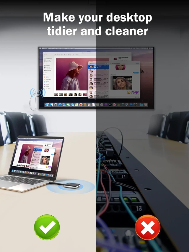 Alt view image 5 of 7 - USB-C Video (DP Alt Mode) Wireless HDMI Transmitter and Receiver 1080P 60Hz, 5GHz WiFi Extender Up to 164ft, Plug and Play, for Laptop PC Phone to TV Monitor Projector, 1TX+1RX