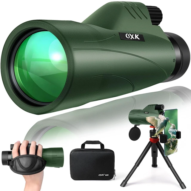 Main image of 12x56 High Power Monocular Telescope with Tripod Bag, Handheld Monoculars for Adults with BAK4 Prism & FMC Lens, Suitable for Bird Watching Camping, New-Upgraded BAK4 - Forest Green