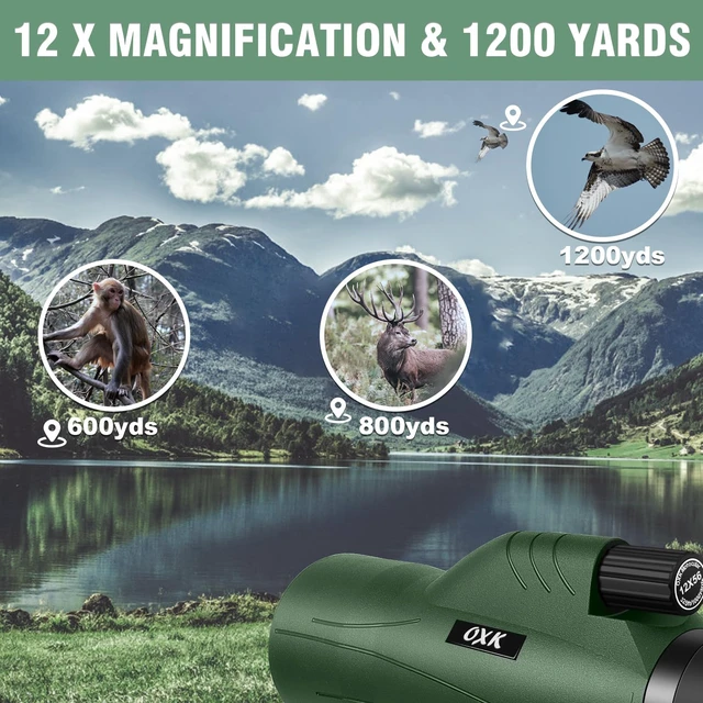 Alt view image 5 of 7 - 12x56 High Power Monocular Telescope with Tripod Bag, Handheld Monoculars for Adults with BAK4 Prism & FMC Lens, Suitable for Bird Watching Camping, New-Upgraded BAK4 - Forest Green