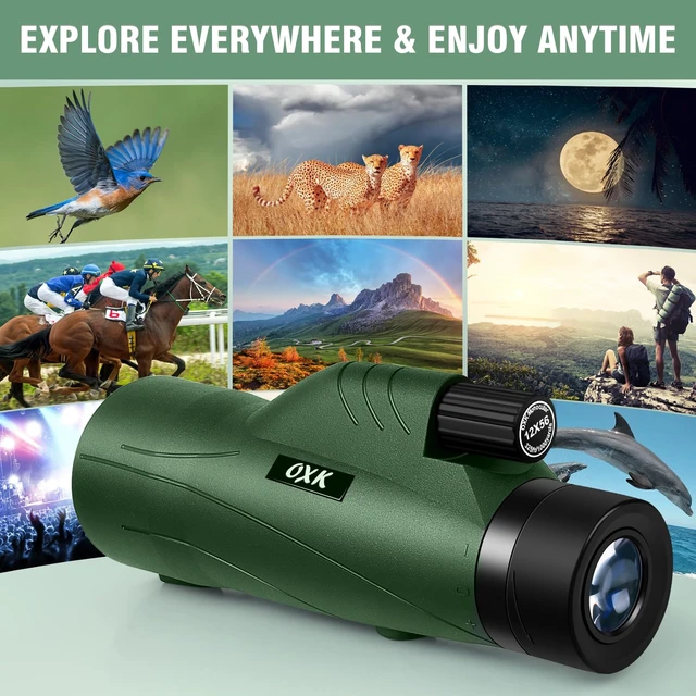 Alt view image 7 of 7 - 12x56 High Power Monocular Telescope with Tripod Bag, Handheld Monoculars for Adults with BAK4 Prism & FMC Lens, Suitable for Bird Watching Camping, New-Upgraded BAK4 - Forest Green