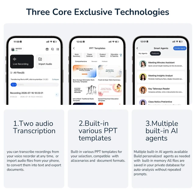 Alt view image 4 of 7 - Note Pro AI Voice Recorder, AI Meeting Recorder and Note Taker Digital Voice Recorder, App Control Digital Video Recorder, Support 126 Languages & Ultra-Slim for Meetings, Calls, Lectures