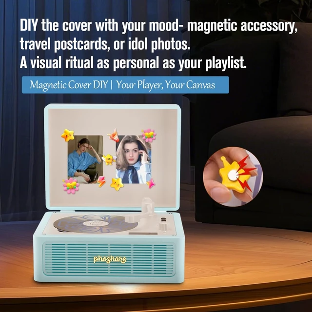 Alt view image 5 of 7 - Retro Tabletop CD Player with Bluetooth Transmitter & Receiver Vintage CD player streams wireless audio to Bluetooth headphones or external speakers via USB, AUX & remote