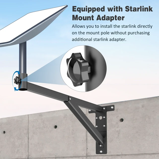 Alt view image 4 of 7 - Starlink Long Wall Mount - Thickened Mounting Pole Kit for V2 Starlink Made of Thickened and Durable Steel Materials for Starlink Roof Bracket,Adjustable Range 13-26in Starlink Pole Mount for Gen2