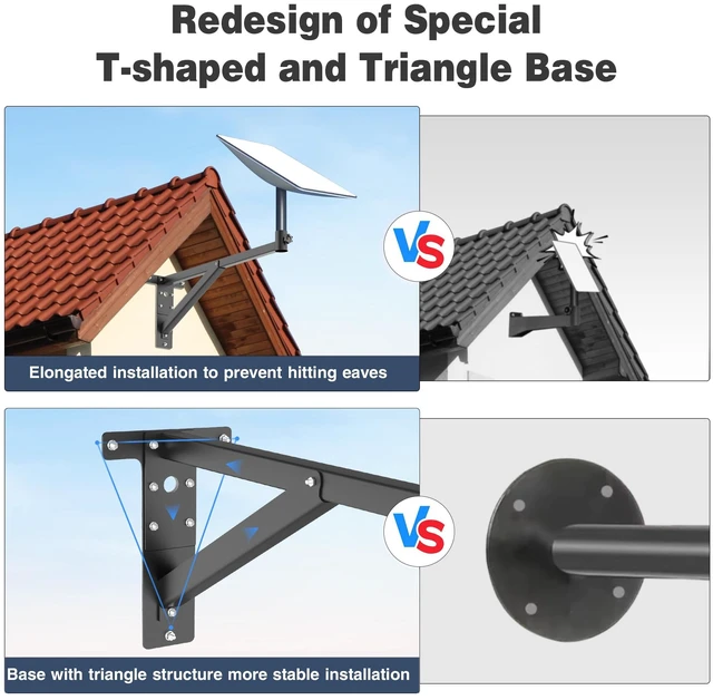Alt view image 5 of 7 - Starlink Long Wall Mount - Thickened Mounting Pole Kit for V2 Starlink Made of Thickened and Durable Steel Materials for Starlink Roof Bracket,Adjustable Range 13-26in Starlink Pole Mount for Gen2