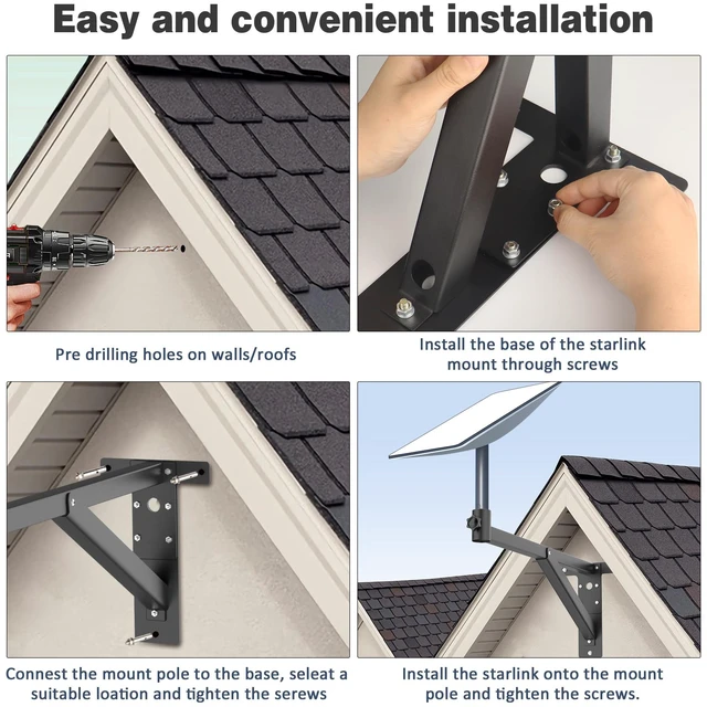 Alt view image 6 of 7 - Starlink Long Wall Mount - Thickened Mounting Pole Kit for V2 Starlink Made of Thickened and Durable Steel Materials for Starlink Roof Bracket,Adjustable Range 13-26in Starlink Pole Mount for Gen2