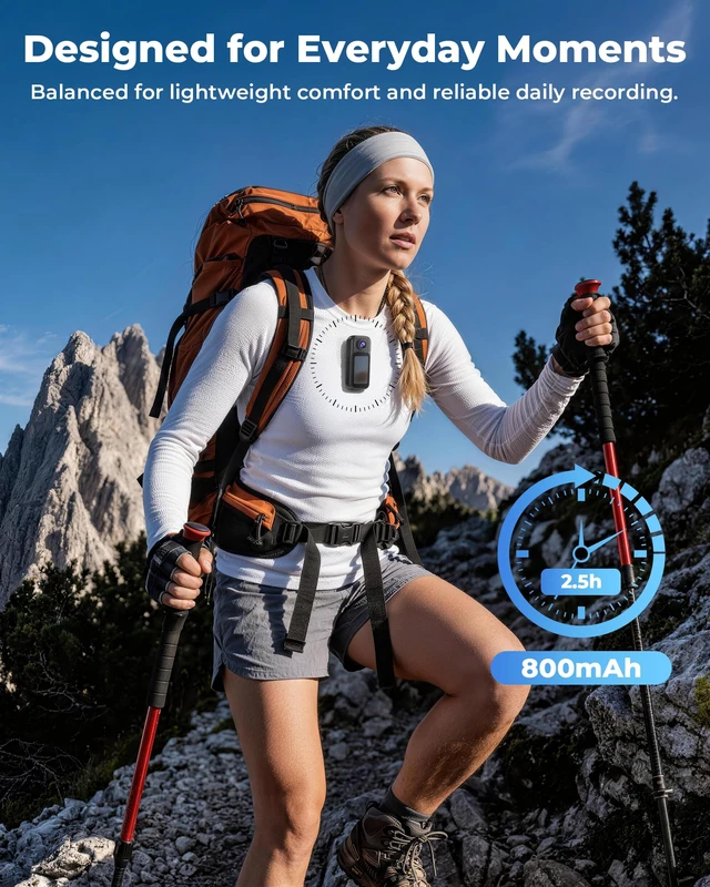 Alt view image 3 of 7 - Mini Body Camera With Audio and Video Recording,POV Action Camera With 1.5'' HD Screen EIS 6-axis Stabilization,WiFi Bluetooth, Clip Magnetic Hands-Free Vlogging Camera for Cycling, Motorcycle