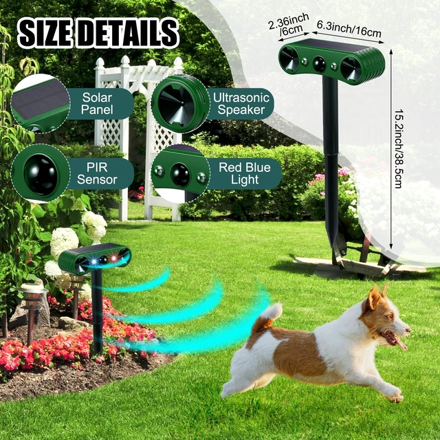 Alt view image 2 of 7 - 4 Pack Solar Ultrasonic Animal Repellent Outdoor Waterproof Adjustable Motion Sensor Alarm and Flashing Light, Raccoon Cat Dog Fox Deer Deterrent for Yard Garden Lawn