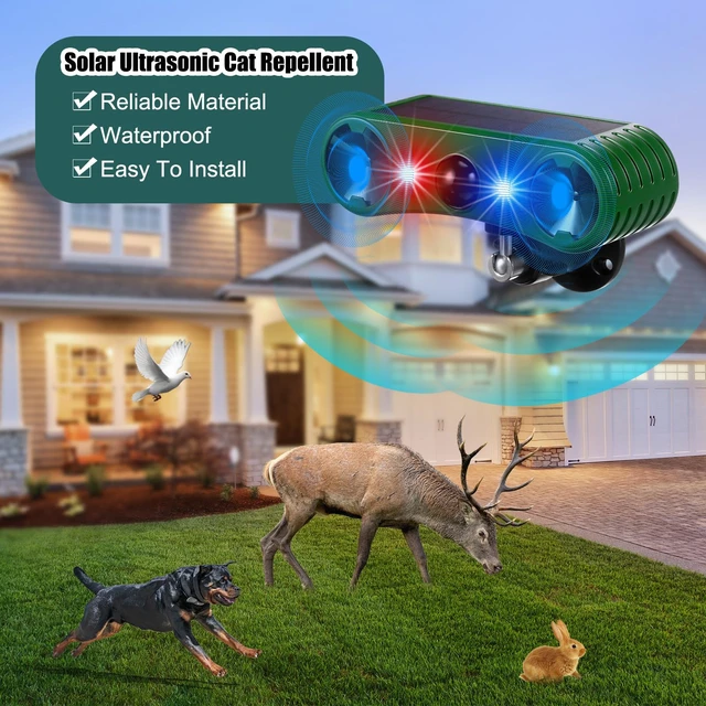 Alt view image 3 of 7 - 4 Pack Solar Ultrasonic Animal Repellent Outdoor Waterproof Adjustable Motion Sensor Alarm and Flashing Light, Raccoon Cat Dog Fox Deer Deterrent for Yard Garden Lawn