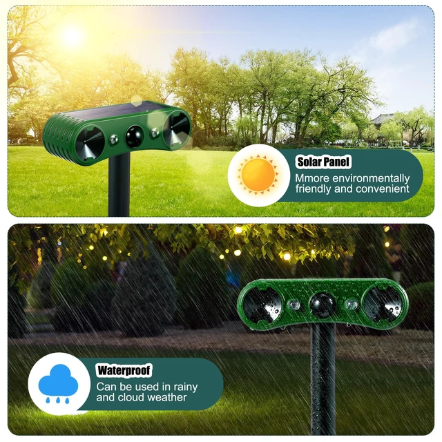 Alt view image 5 of 7 - 4 Pack Solar Ultrasonic Animal Repellent Outdoor Waterproof Adjustable Motion Sensor Alarm and Flashing Light, Raccoon Cat Dog Fox Deer Deterrent for Yard Garden Lawn