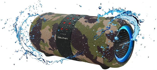 Main image of Portable Waterproof Bluetooth Speaker, Dual 3" Woofer Boombox, Camo TWS Technology, Color-Changing Lights, USB/TF/FM/AUX, Includes Shoulder Strap, 3000mAh Battery, Ideal for Outdoor Adventures