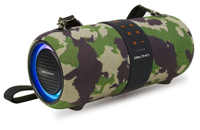 Alt view image 2 of 5 - Portable Waterproof Bluetooth Speaker, Dual 3" Woofer Boombox, Camo TWS Technology, Color-Changing Lights, USB/TF/FM/AUX, Includes Shoulder Strap, 3000mAh Battery, Ideal for Outdoor Adventures