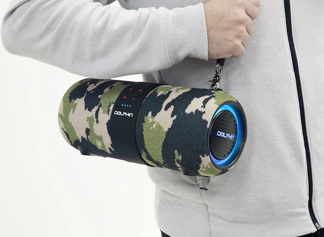 Alt view image 3 of 5 - Portable Waterproof Bluetooth Speaker, Dual 3" Woofer Boombox, Camo TWS Technology, Color-Changing Lights, USB/TF/FM/AUX, Includes Shoulder Strap, 3000mAh Battery, Ideal for Outdoor Adventures