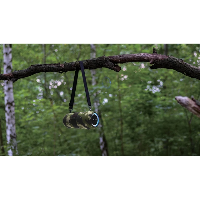 Alt view image 4 of 5 - Portable Waterproof Bluetooth Speaker, Dual 3" Woofer Boombox, Camo TWS Technology, Color-Changing Lights, USB/TF/FM/AUX, Includes Shoulder Strap, 3000mAh Battery, Ideal for Outdoor Adventures