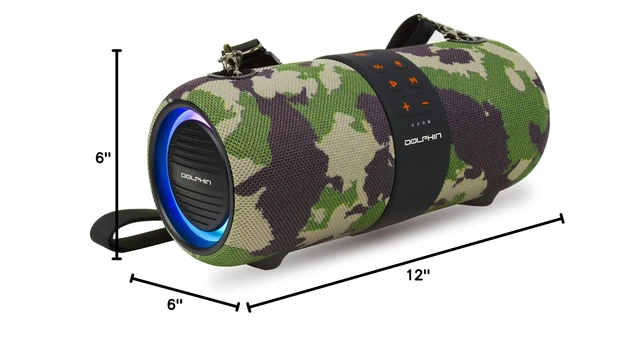 Alt view image 5 of 5 - Portable Waterproof Bluetooth Speaker, Dual 3" Woofer Boombox, Camo TWS Technology, Color-Changing Lights, USB/TF/FM/AUX, Includes Shoulder Strap, 3000mAh Battery, Ideal for Outdoor Adventures