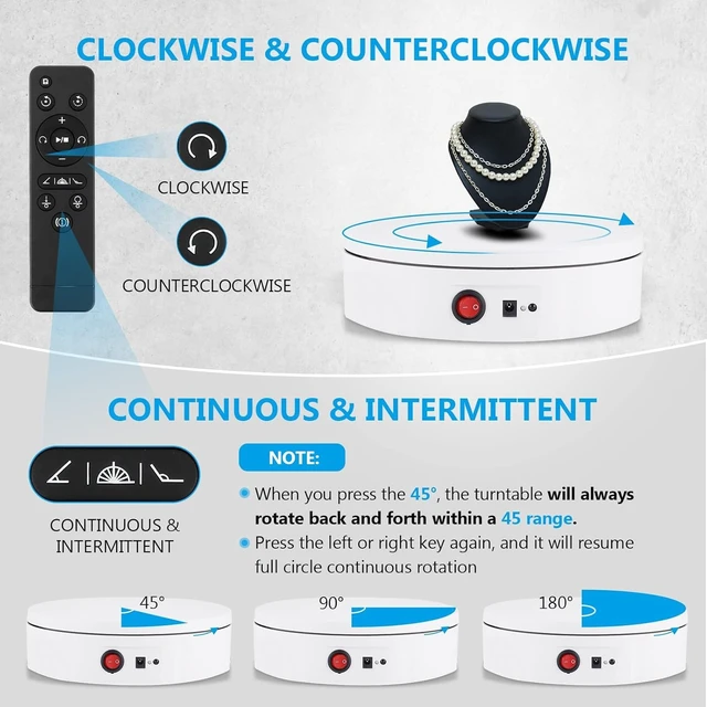 Alt view image 3 of 7 - 11.8inch 220LB Motorized 360° Photography Turntable with Remote Electric Rotating Display Stand, Smooth 360° Spin, White, for Product Photos, Short Videos & Commercial Display