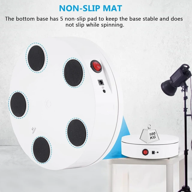 Alt view image 6 of 7 - 11.8inch 220LB Motorized 360° Photography Turntable with Remote Electric Rotating Display Stand, Smooth 360° Spin, White, for Product Photos, Short Videos & Commercial Display