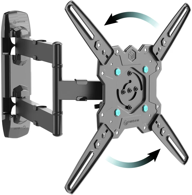 Main image of Rotating TV Wall Mount 32-65 Inch, 90.4 lbs, max VESA 400x400, Black Full motion TV mount with 19.5" extension, swivel, tilt, portrait mode, single stud; for home, office & digital signage