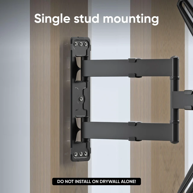 Alt view image 6 of 7 - Rotating TV Wall Mount 32-65 Inch, 90.4 lbs, max VESA 400x400, Black Full motion TV mount with 19.5" extension, swivel, tilt, portrait mode, single stud; for home, office & digital signage