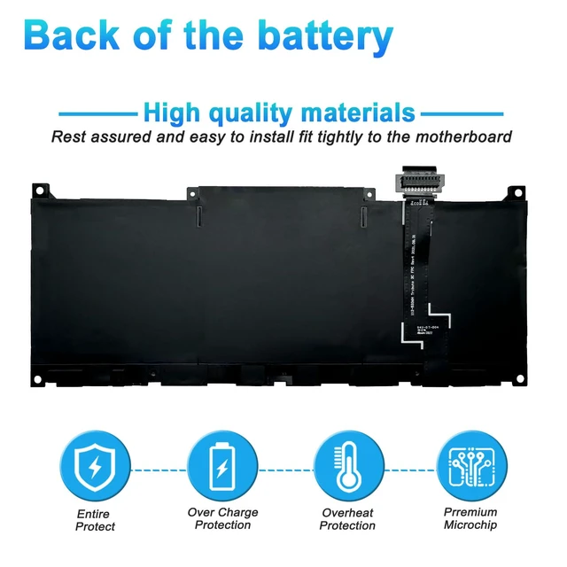 Alt view image 4 of 7 - MN79H Laptop Battery for Dell XPS 13 Plus 9320 P151G Series for Dell XPS 13 9340 9345 93204K XPS93207523BLKPUS XPS93207585SLVPUS Series 2FVJM J7H5M NXRKW 0NXRKW 11.55V 55Wh 4524mAh