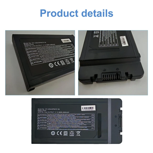 Alt view image 3 of 6 - CF-54 Battery for Panasonic Toughbook CF-54 Series Compatible with CF-VZSU0PR CF-VZSU0PW CF-VZSU0GW Replaces CF-54 Mk1 Mk2 Mk3 54 Gloved Multi Touch Lite Performance