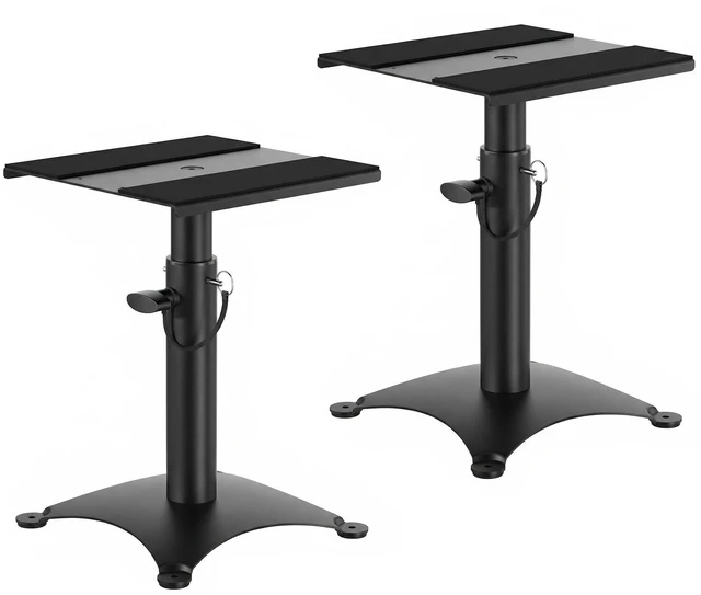 Main image of Height Adjustable Desktop Speaker Stands 1 Pair, Metal Desktop Studio Monitor Speaker Stands Bookshelf Speaker Stands 360° Swivel, 62lbs Load, Ideal for Recording Studio, Home Office & Gaming