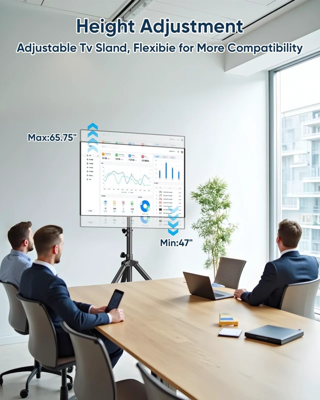 Alt view image 3 of 7 - Portable Tripod TV Stand for 26-75 inch TVs, Outdoor TV Stand Mount with 15° Tilt, Height Adjustable Floor TV Stands for Flat/Curved Screens up to 100lbs, Max VESA 600x400mm, FORGINGMOUNT