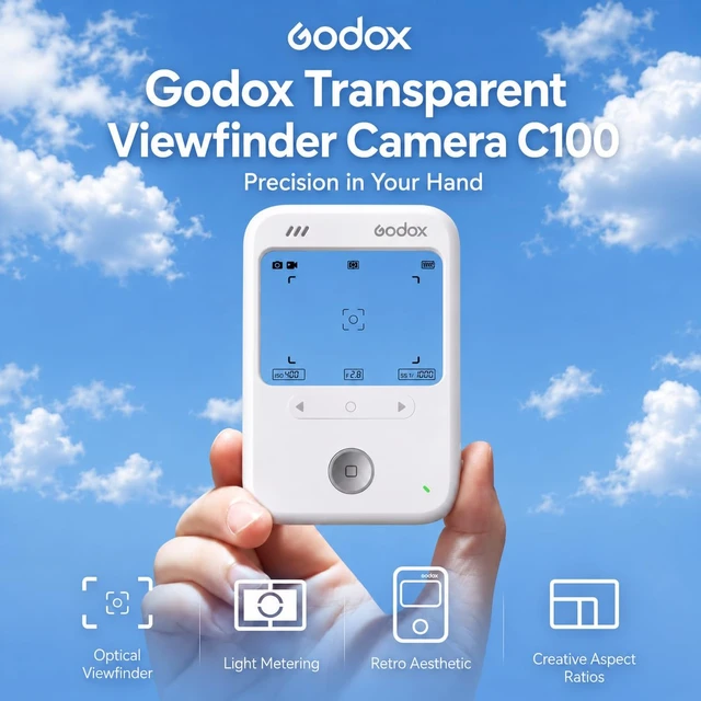 Alt view image 2 of 7 - C100 Transparent Viewfinder Camera with 32GB TF Card (Pre-Installed) OTG phone sharing, built-in light meter, photo/video modes, four aspect ratios, approx. 65g pocket body