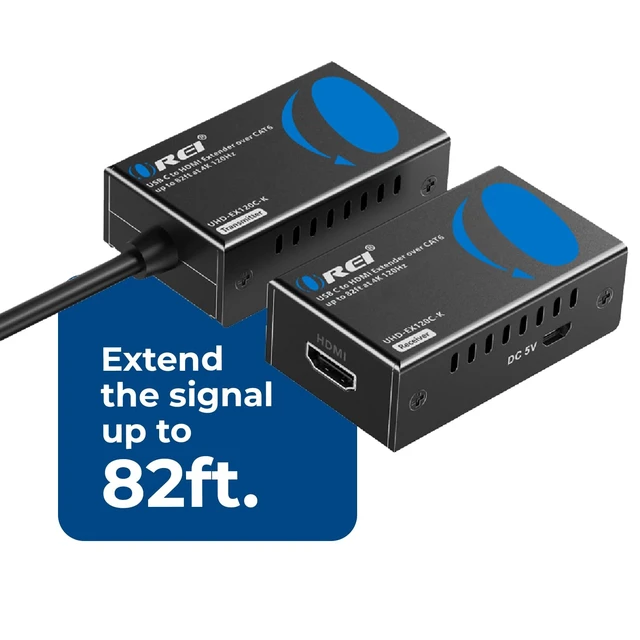 Alt view image 2 of 7 - 4K 120Hz USB-C to HDMI Over Cat6 Ethernet Extender 80ft HDR10 HDCP 2.2 USB C HDMI Extender HDMI 2.0, 18Gbps, 4K60 up to 196ft, EDID Pass-Through, Auto Downscaling, PCM, DTS, Dolby, HDMI 3D