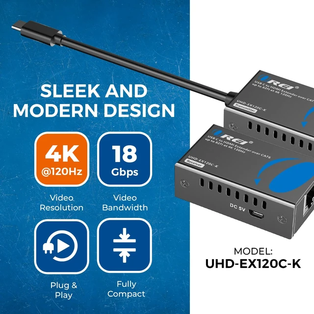 Alt view image 4 of 7 - 4K 120Hz USB-C to HDMI Over Cat6 Ethernet Extender 80ft HDR10 HDCP 2.2 USB C HDMI Extender HDMI 2.0, 18Gbps, 4K60 up to 196ft, EDID Pass-Through, Auto Downscaling, PCM, DTS, Dolby, HDMI 3D