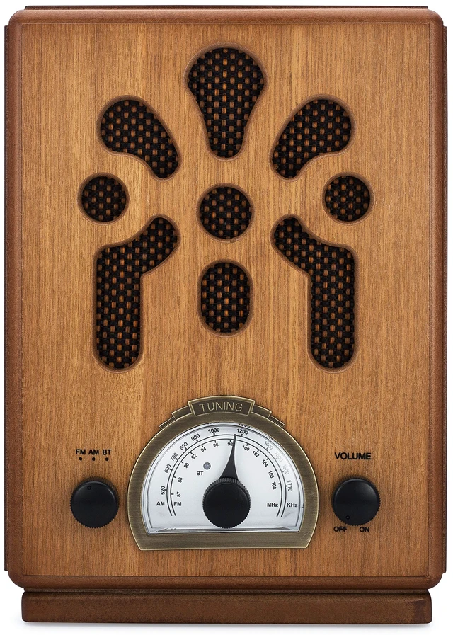 Alt view image 2 of 5 - Classic Vintage Retro Style AM/FM Radio with Bluetooth - Handmade Wooden Exterior Brown
