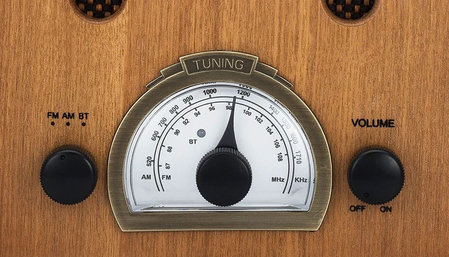 Alt view image 3 of 5 - Classic Vintage Retro Style AM/FM Radio with Bluetooth - Handmade Wooden Exterior Brown